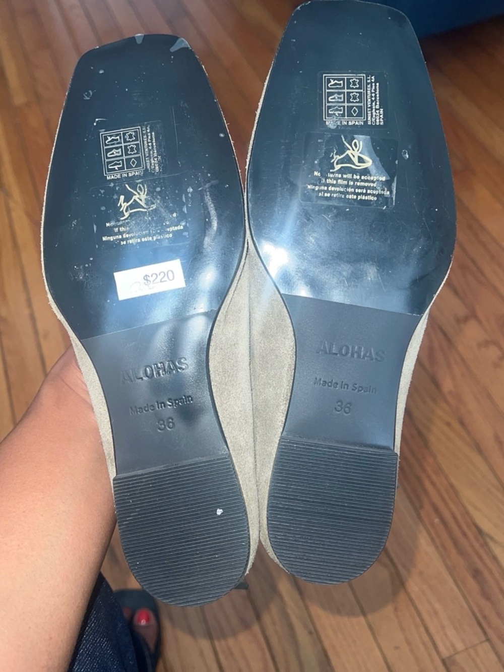 ALOHAS Taupe Suede Square-Toe Lace-Up Flats - Picture 3 of 4